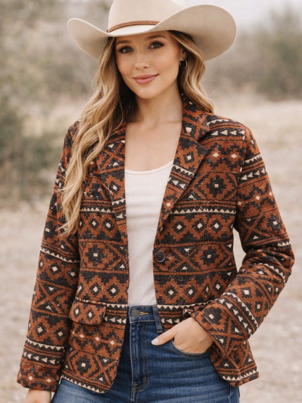 Women's Brown Western Style Size M Blazer Jacket NWT